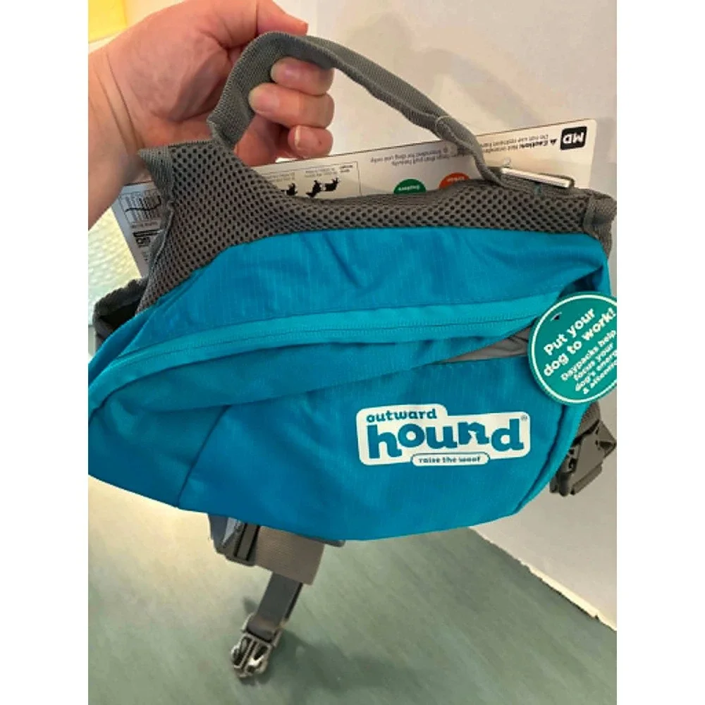Outward Hound DayPak Dog Backpack Medium Teal New 4 Pockets D-Ring Hiking Vest